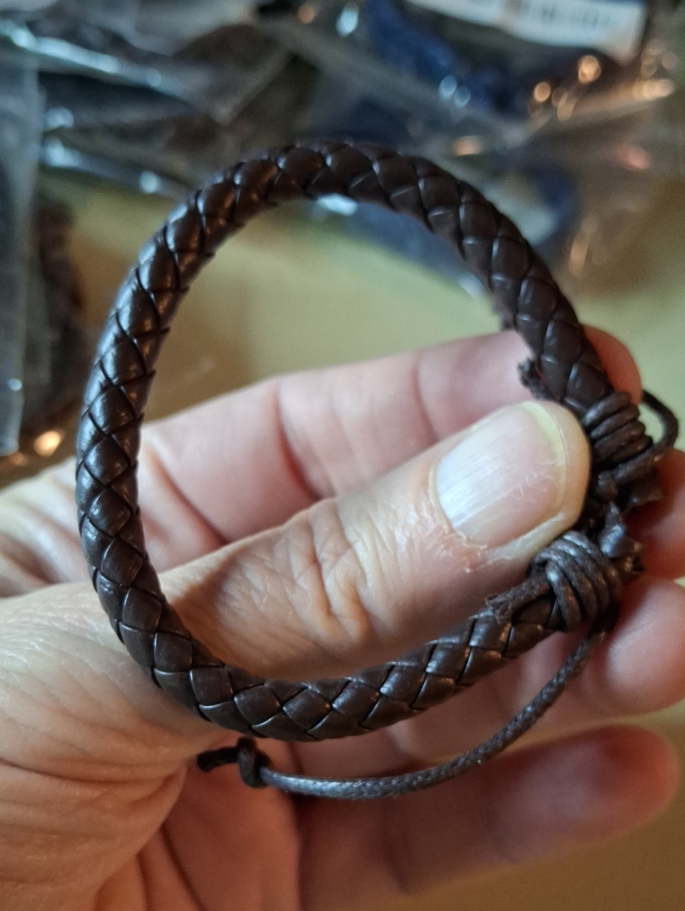 Braided Pleather Bracelet - Brown